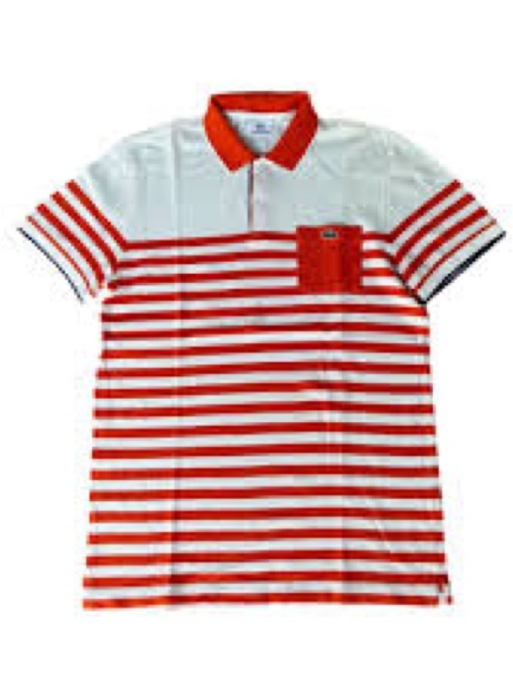 Olacrosse Where's Waldo Style Striped Red and White Pocket Polo Shirt